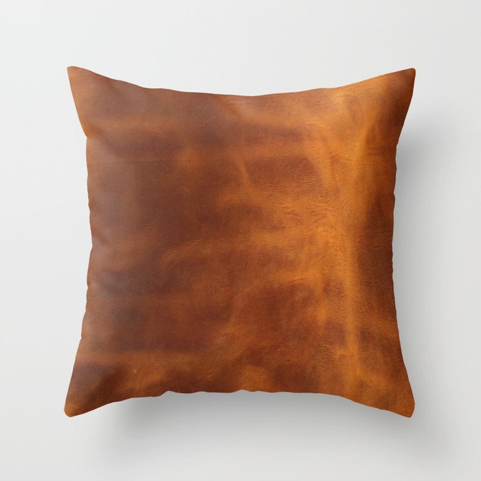 cognac suede leather ( faux  ) Throw Pillow