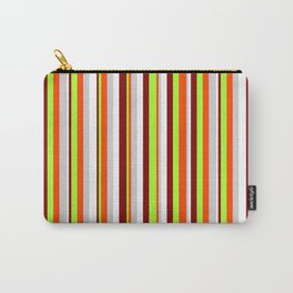 [ Thumbnail: Eye-catching Maroon, Light Green, Red, Light Gray, and White Colored Stripes/Lines Pattern Carry-All Pouch ]