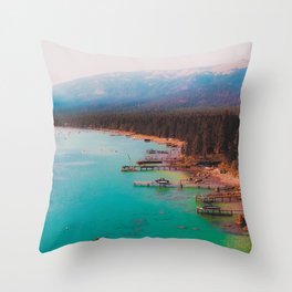 Boats on the lake at Lake Tahoe Nevada USA Throw Pillow