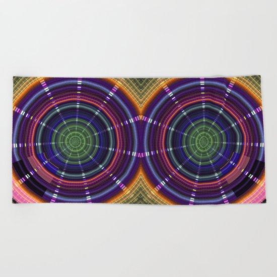 Dynamic mandala with tribal patetrns Beach Towel