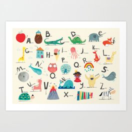 Animal Alphabet (Landscape) Art Print