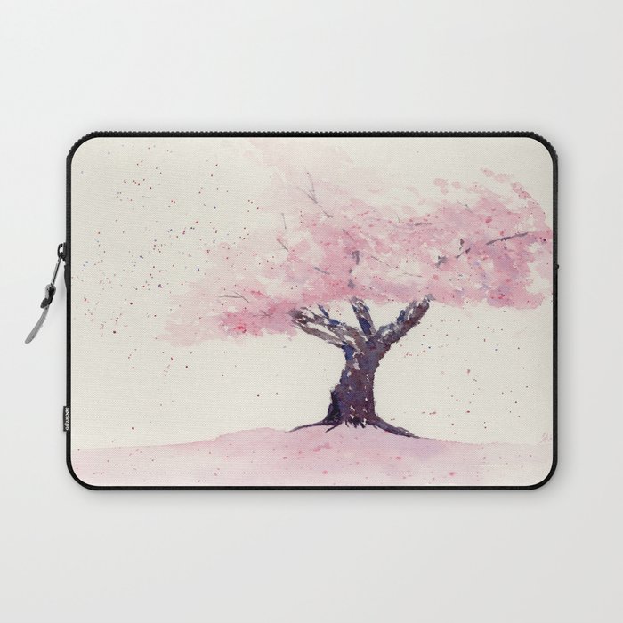Spring in Pink , Cherry Blossm, Art Watercolor Painting by Suisai Genki  Laptop Sleeve