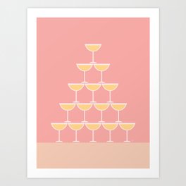 Pink Champagne Tower Art Print
