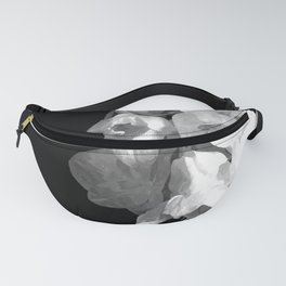 White Orchids Black Background Fanny Pack