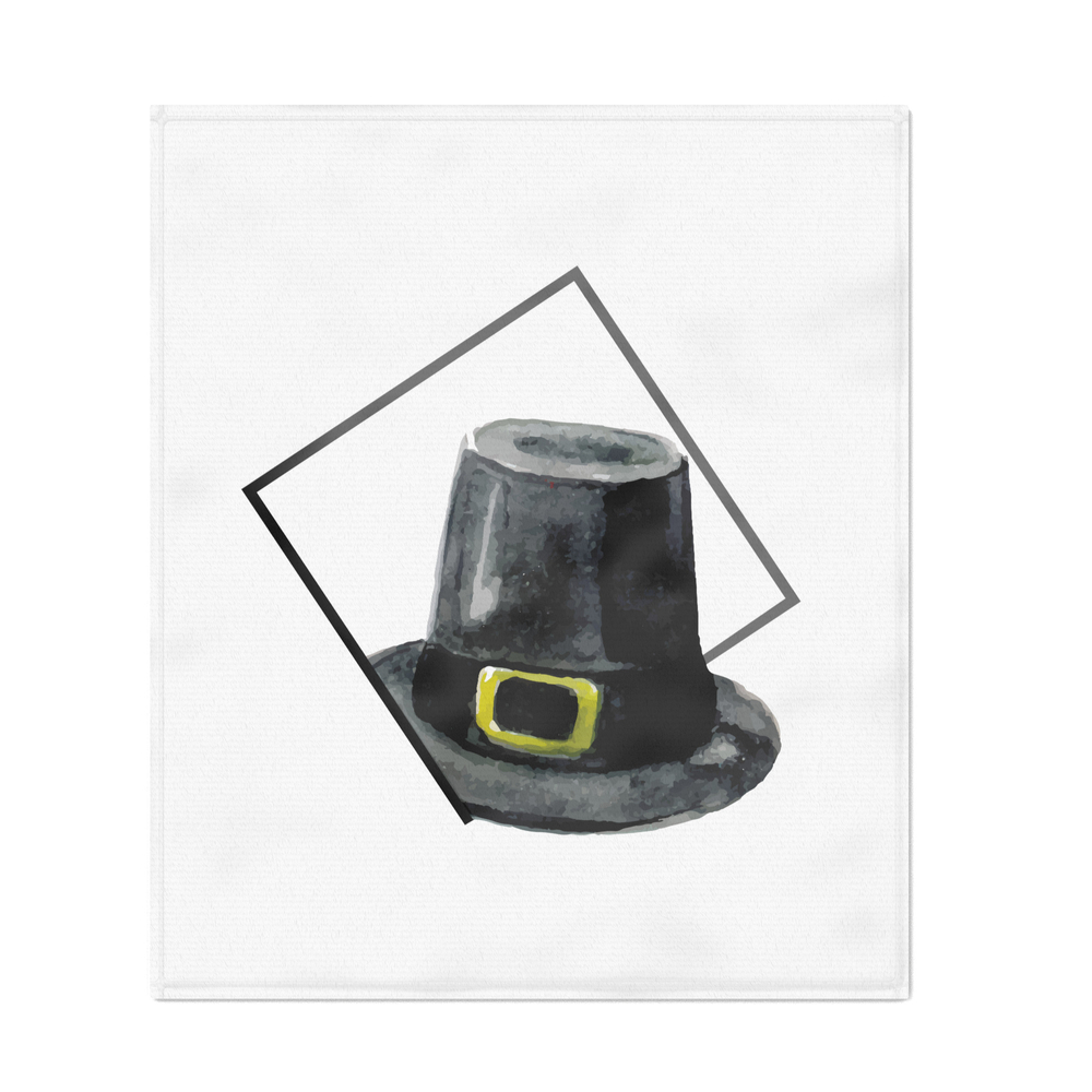 Hat in Square Thanksgiving Minimal Art Throw Blanket by thewishdesigns