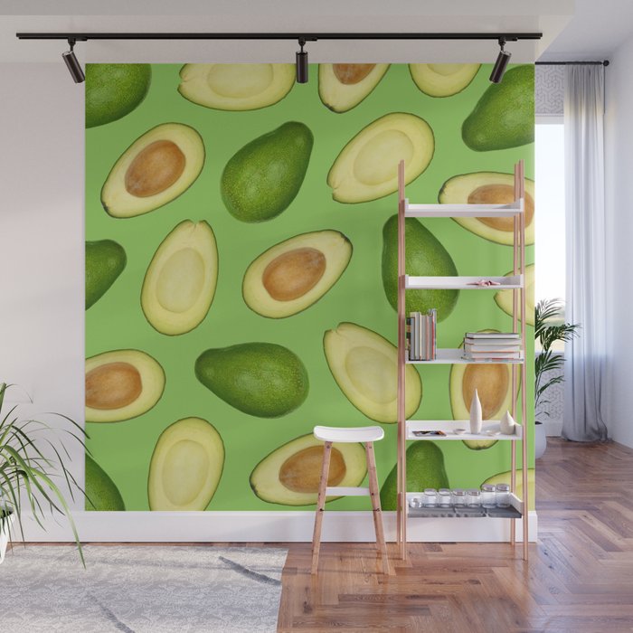 Pattern of green avocado Wall Mural
