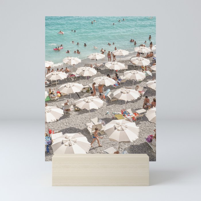 Amalfi Coast Beach Umbrella Photo | Italian Summer In Pastel Colors Art Print | Italy, Europe Travel Photography Mini Art Print