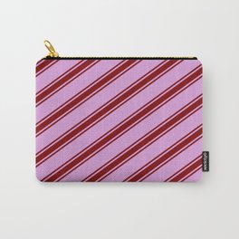 [ Thumbnail: Plum & Maroon Colored Lines/Stripes Pattern Carry-All Pouch ]
