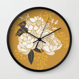 Glam Florals - Gold Wall Clock