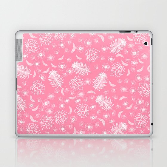 Pink Color. Floral print , splashes, graphics. Baker-Miller Pink.  Pattern Background Laptop & iPad Skin