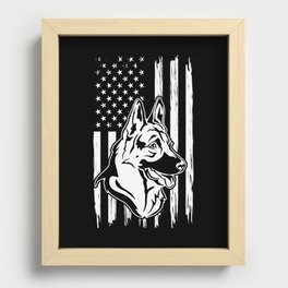 German Shepherd Dog American Flag Recessed Framed Print