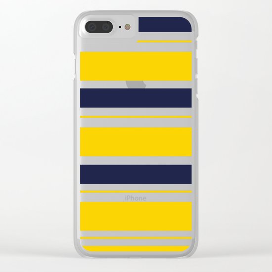 Yellow and Blue Horizontal Lines Stripes Clear iPhone Case