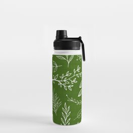 Emerald Forest Botanical Drawing Water Bottle