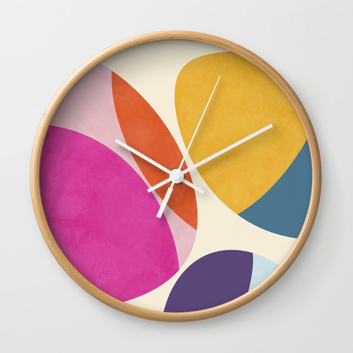 mid century modern semi-circles Wall Clock