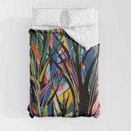 Trees in the Night Landscape Abstract Art Expressionism Duvet Cover