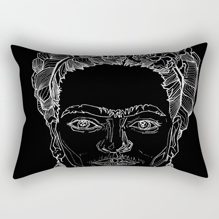 Geometric Black and White Drawing Frida Kahlo Rectangular Pillow