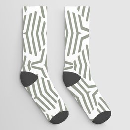 Green and White Geometric Stripe Shape Pattern Pairs BH and G 2022 Color of the Year Laurel Leaf Socks