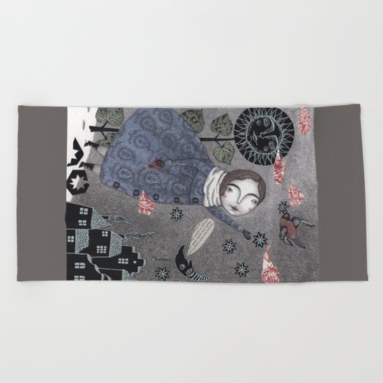 Snow Stars White, Snow Stars Bright Beach Towel