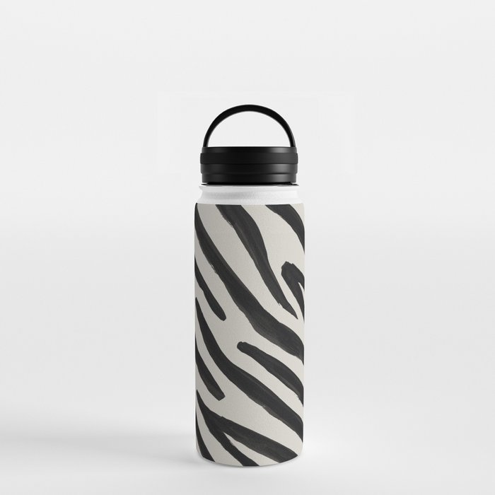 Ink Zebra Stripes Beige Water Bottle by Me And The Moon