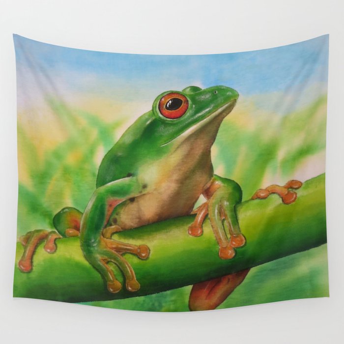 Green Treefrog Wall Tapestry