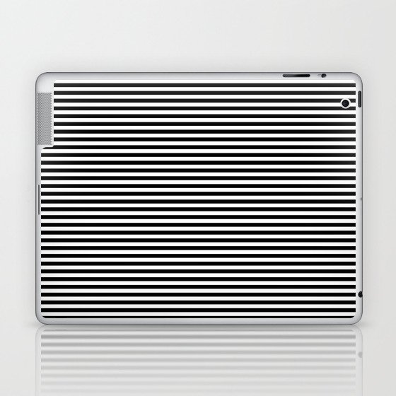 Black and White Vintage Thin Stripes Laptop & iPad Skin