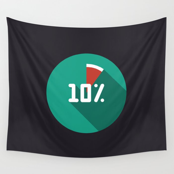 Print illustration "percentage - 10%" with long shadow in new modern flat design Wall Tapestry