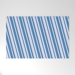 [ Thumbnail: Lavender and Blue Colored Striped/Lined Pattern Welcome Mat ]