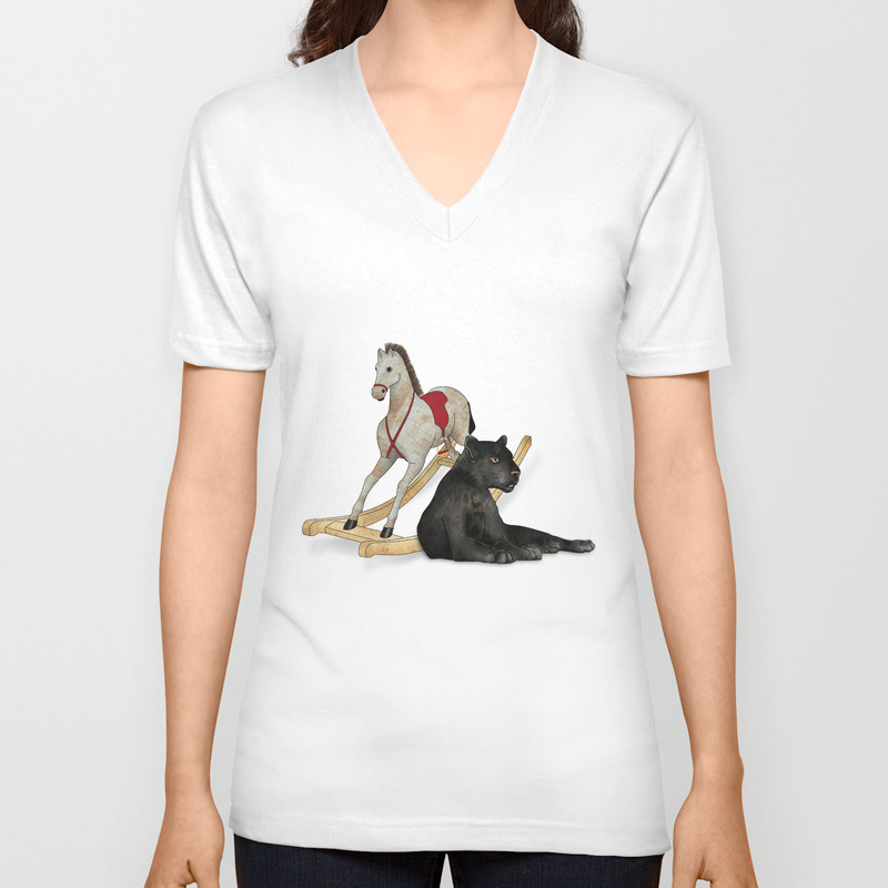 Meet The Kitty. Unisex V-Neck T-shirt by hannakaps