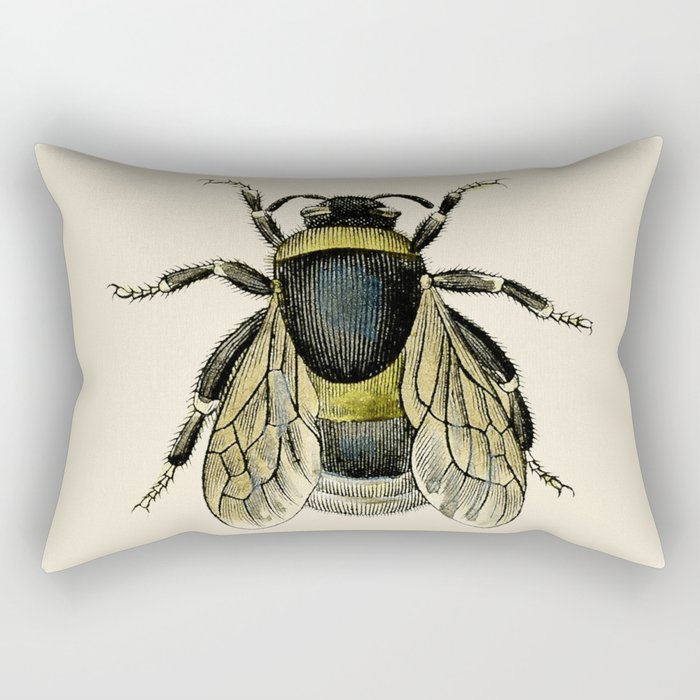 Vintage Bee Illustration Rectangular Pillow
