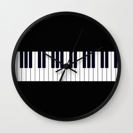 Piano Keys - Black and white simple piano keys pattern minimalistic music themed artwork Wall Clock