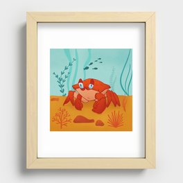 Sea crab children's cartoon illustration Recessed Framed Print