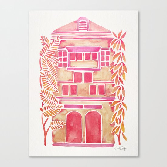 Tropical House – Pink Ombré Canvas Print