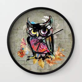 Colorful Wise Owl Wall Clock
