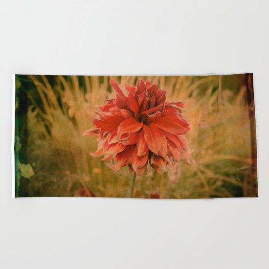 Hand painted vintage flower Beach Towel