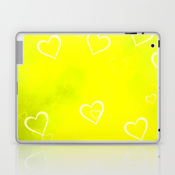 Lovely lemon yellow hearts Laptop & iPad Skin