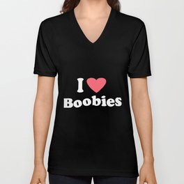 I Heart love Boobies Funny New Boobs V Neck T Shirt