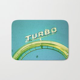 Turbo Bath Mat | Photo, Words, Turquoise, Digital, Color, Yellow, Fairgroundride, Rollercoaster, Curated, Blue 