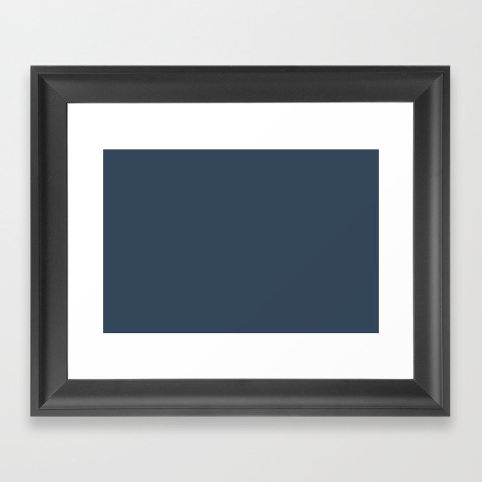 Dark Blue Gray Solid Color Pairs Pantone Key Largo 19-4129 TCX Shades of Blue Hues Framed Art Print