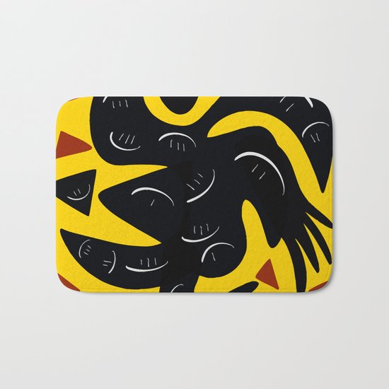 African Yellow abstract minimal and pop art design Bath Mat