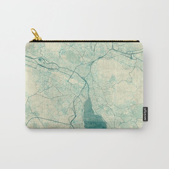 Zurich Map Blue Vintage Carry-All Pouch