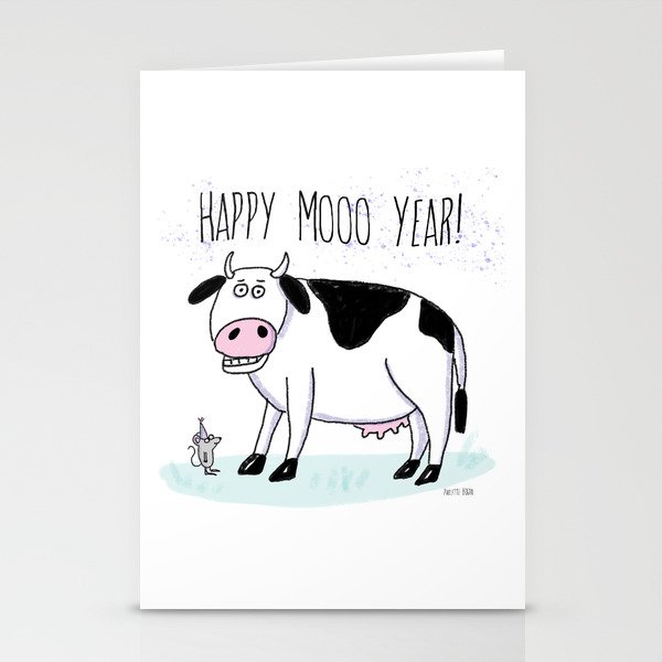 Happy Mooo Year! Bogan  Stationery Cards