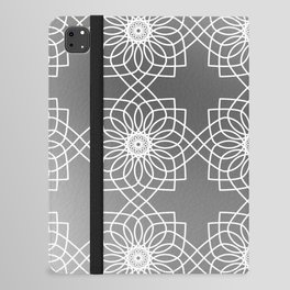 Grey Gradient and White Abstract Flowers in Mist iPad Folio Case