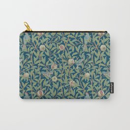 Birds and Pomegranates - William Morris Carry-All Pouch | Pattern, Artsandcrafts, Victorian, Woodpecker, Graphicdesign, Pre Raphaelite, Wallpaper, Green, Pomegranates, Williammorris 