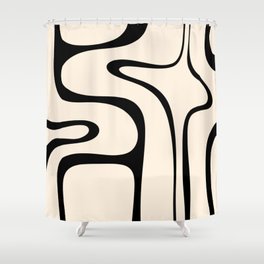 Copacetic Retro Abstract in Black and Almond Cream Shower Curtain