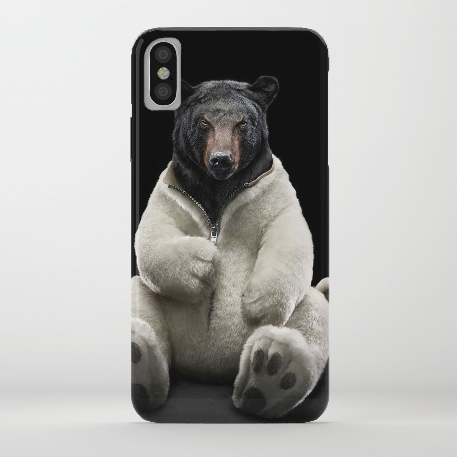 Black Bear Wearing Polar Bear Costume Iphone Case By Marios Society6