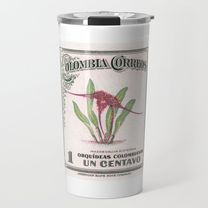 1947 COLOMBIA Masdevallia Orchid Stamp Travel Mug