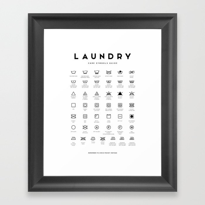 Laundry Guide Symbols Care Framed Art Print