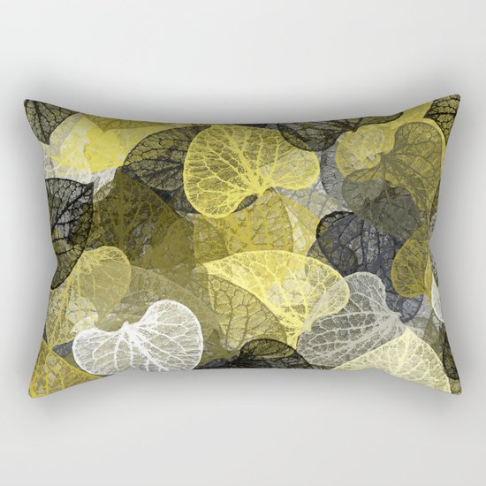 Black & Gold Leaf Abstract Rectangular Pillow