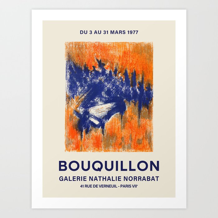 Bouquillon. Exhibition poster for Galerie Nathalie Norrabat in Paris, 1977. Art Print