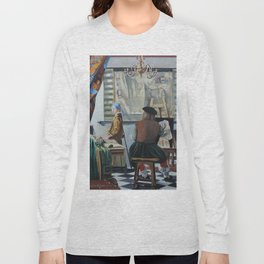Vermeer paints 'The girl with a pearl earring' Long Sleeve T Shirt